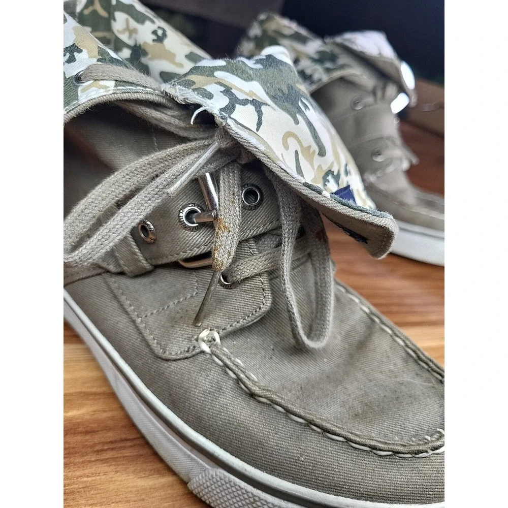 Sperry Top Sider Womens Size 7.5 High Top Canvas Sneaker Camo Lace Up Shoes Rock